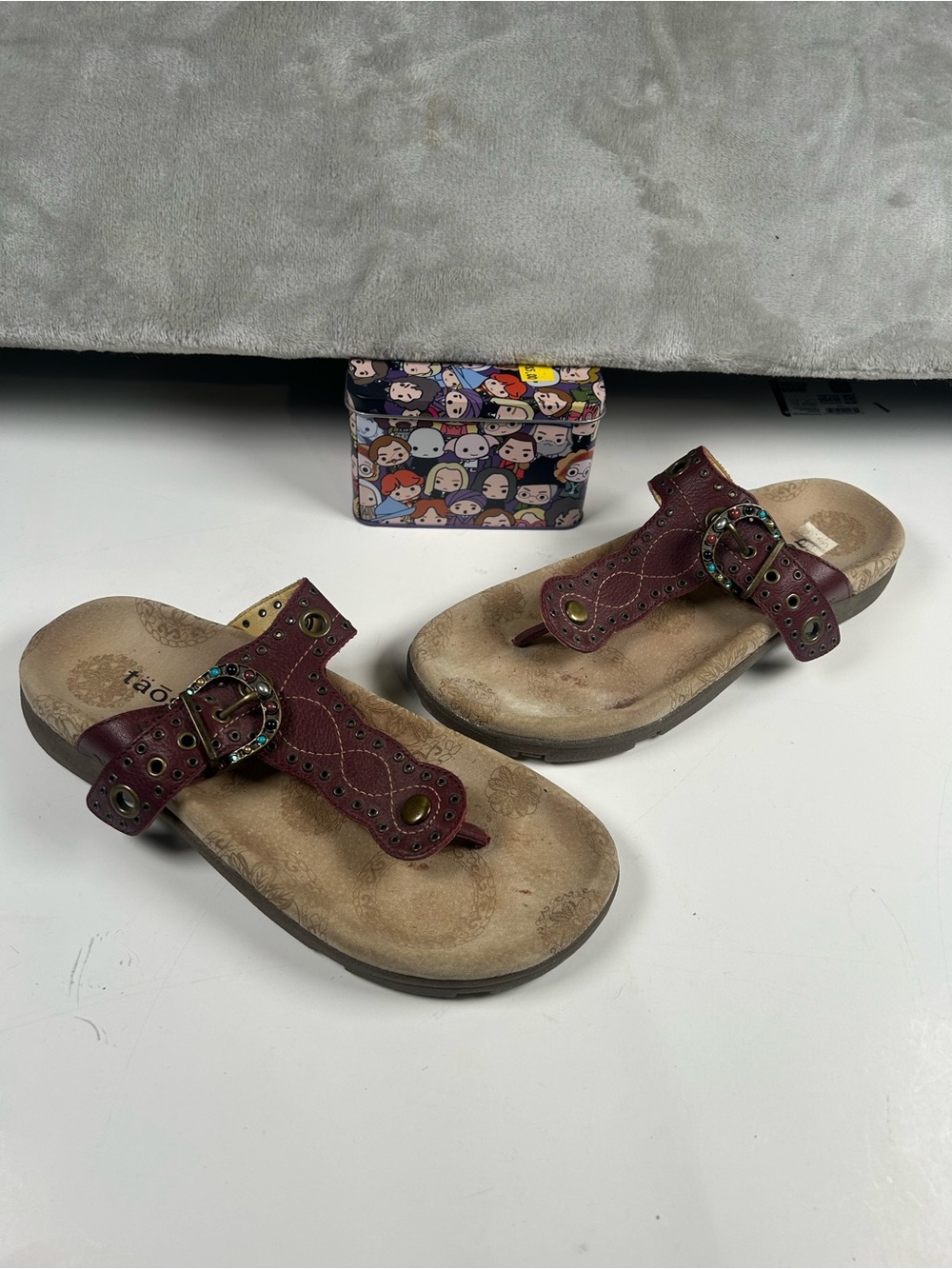 Taos Serena Red and Yellow bohemian buckle Leather Sandals - Picture 4 of 9